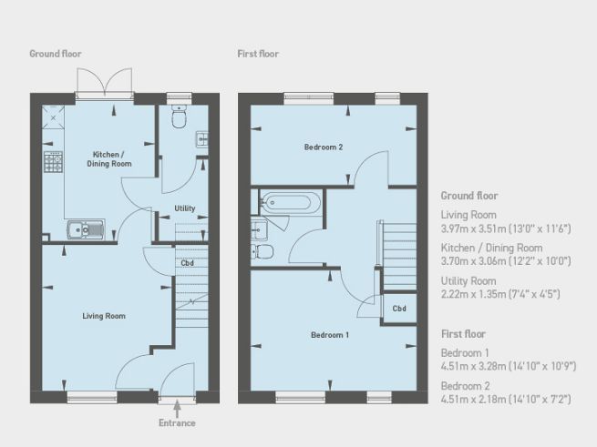 Floor plan 2 bedroom house - artist's impression subject to change